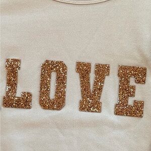 Torrid Cream/Gold Glitter 'LOVE' Sweatshirt